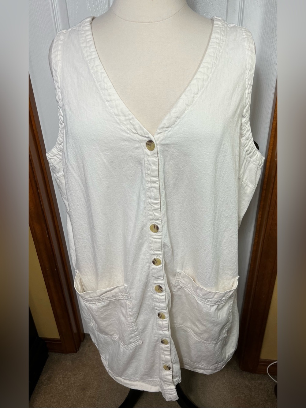 Old Navy Denim Dress Knee Length Ivory/Cream Boho Plus Size 3X